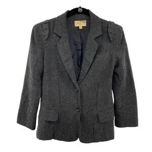 Elizabeth James Wool Blend Blazer Fitted 2 Button Single Breasted Womens Size 2